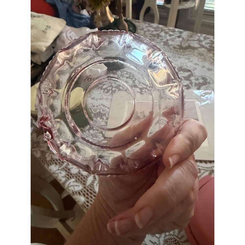 Mikasa Bowl Ruby Red Bow Ribbon Clear Pressed Candy Dish Vintage - Picture 4 of 5